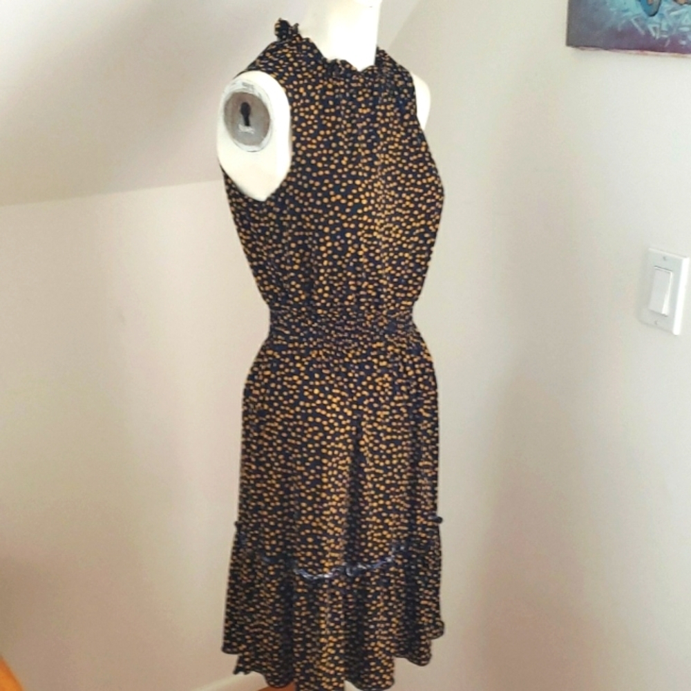 Enfocus Studios Black Polka Dot Frilly Sleeveless Dress, Size 6
